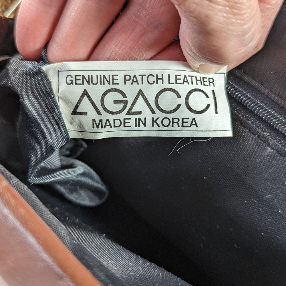 Vintage Agacci Metallic Leather Patchwork Satchel… - image 6